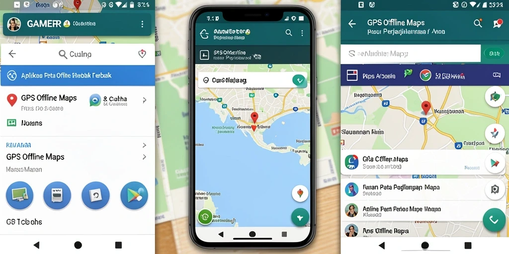 Antarmuka aplikasi GAMERP menampilkan fungsi navigasi GPS Offline Maps yang intuitif.