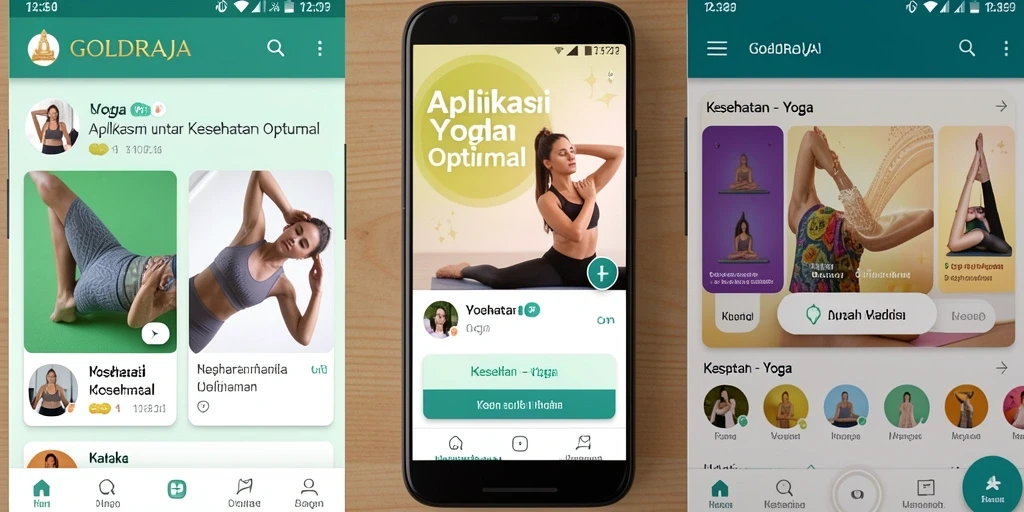 Tampilan utama GOLDRAJA dengan fitur latihan Yoga interaktif.
