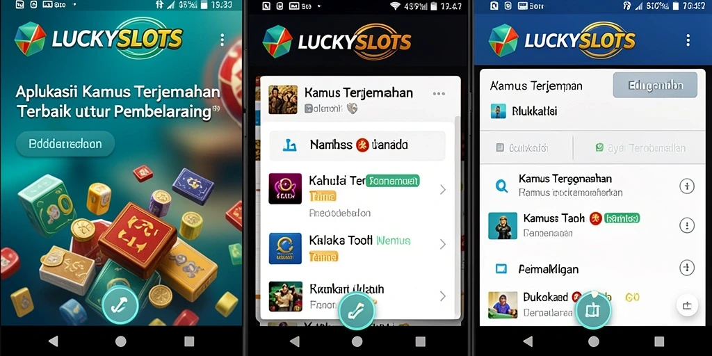Antarmuka aplikasi LUCKYSLOTS yang ramah pengguna menampilkan daftar terjemahan yang jelas.